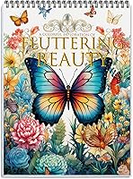 Apolyone Fluttering Beauty Adult Coloring Book: 24 Single-Sided Flower & Butterfly Designs, Spiral Bound Stress Relief for Women