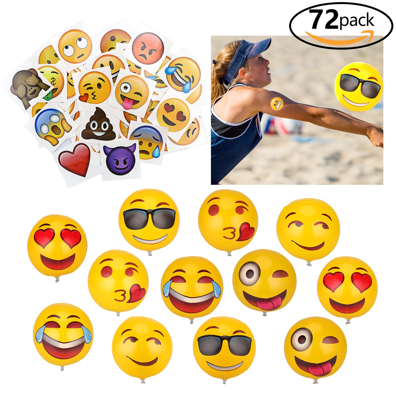 Buy HOWAF 12" Emoji Party Pack Inflatable Beach Balls Sand Beach Pool Party Balls for Adult Kids