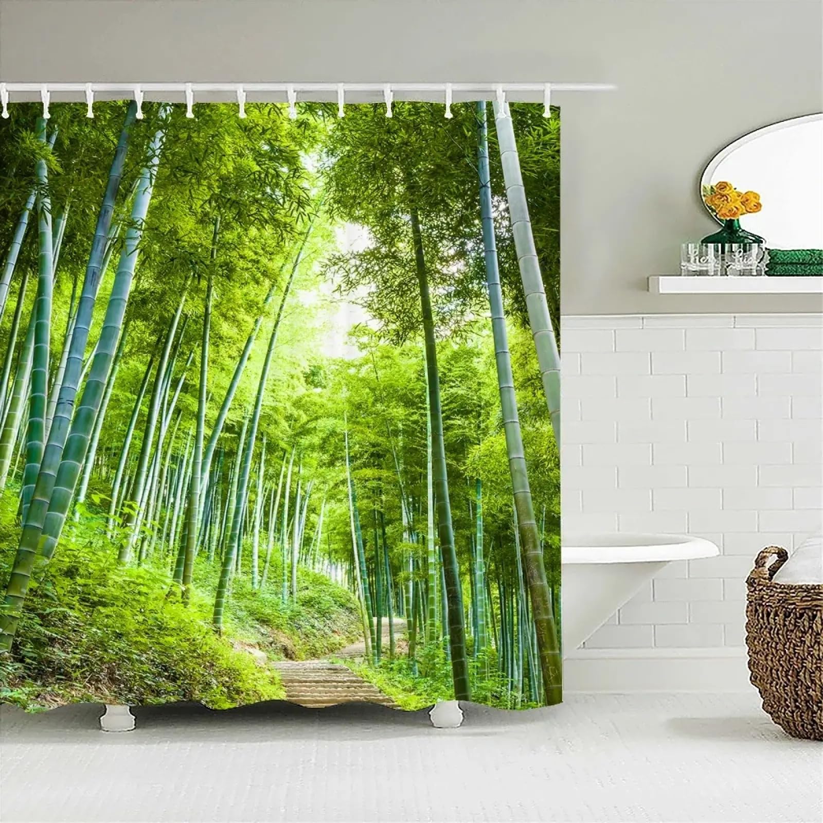 Rideau de douche paysage de jardin de forêt rideaux de salle de bain tissu imperméable 137x182