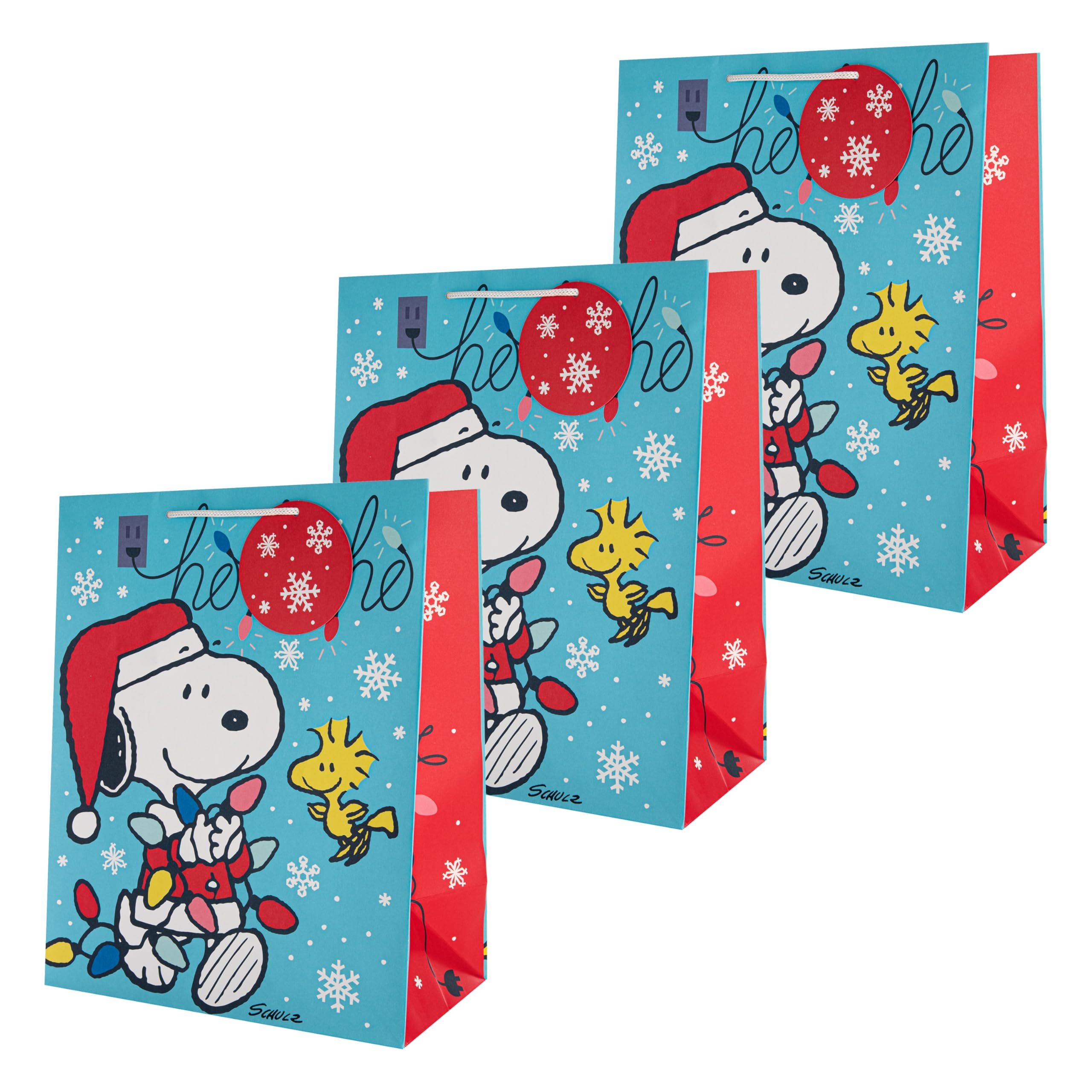 Hallmark Gift Bags, Large Gift Bags for Presents, Snoopy & Woodstock Gift Bags, Peanuts Comics, Christmas, Pack of 3