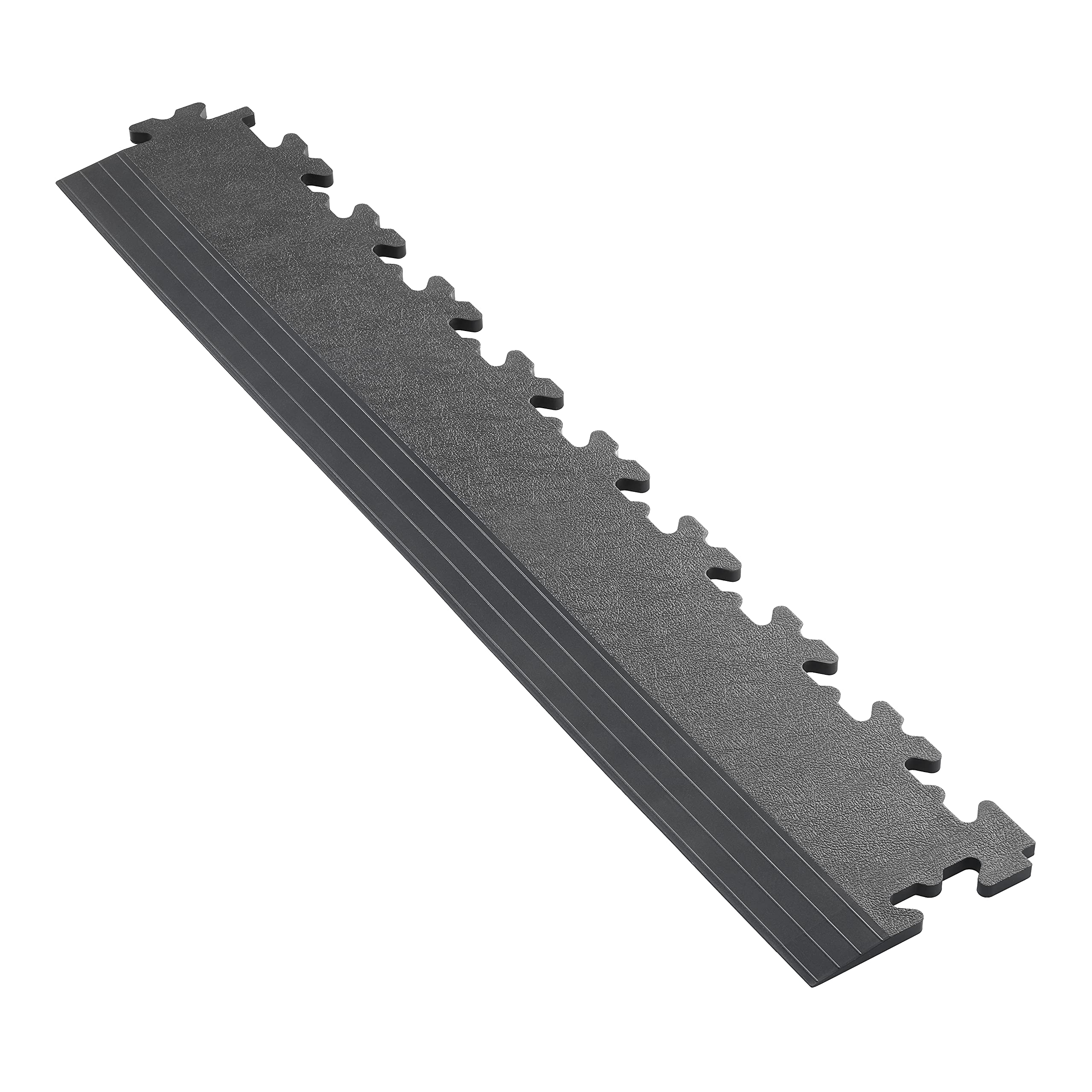 Ecotile Garage Flooring Edge Ramp - PVC Interlocking Floor Tile Edge Ramp, Gym Matting (Graphite)