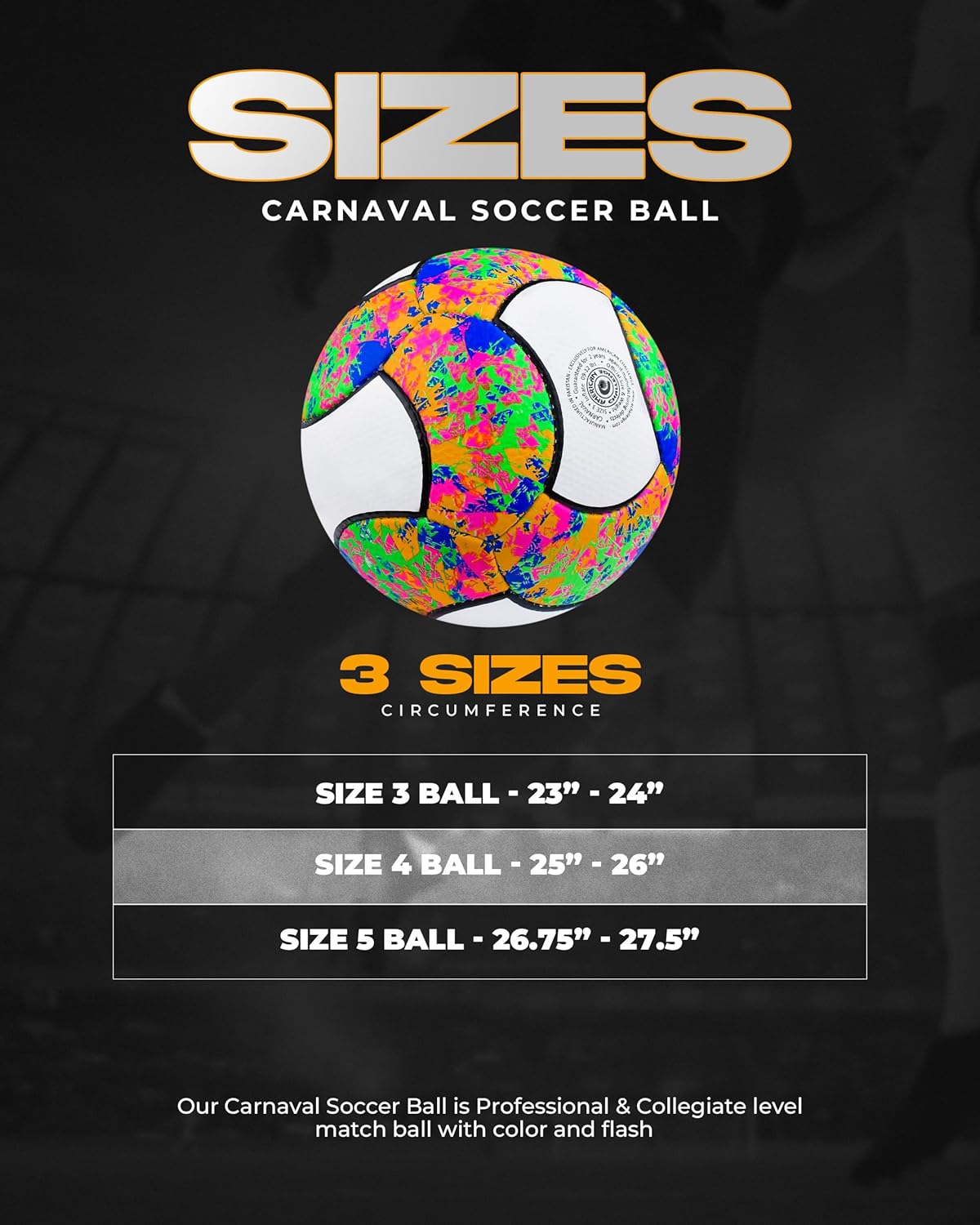 American Challenge Carnaval 18 Panel Soccer Ball – Professional Training Soccer Ball for Grass Fields – Durable TPU Machine Stitched Soccer Balls – Sizes 3, 4 & 5 – Outdoor Practice & Match Play