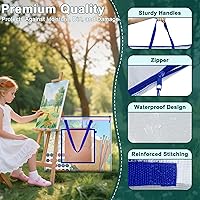 Vista 3 de Bolsa grande de almacenamiento para pósteres, bolsa de arte de 25 x 19 pulgadas con bolsillo para póster, alfombrillas de corte, álbum de recortes