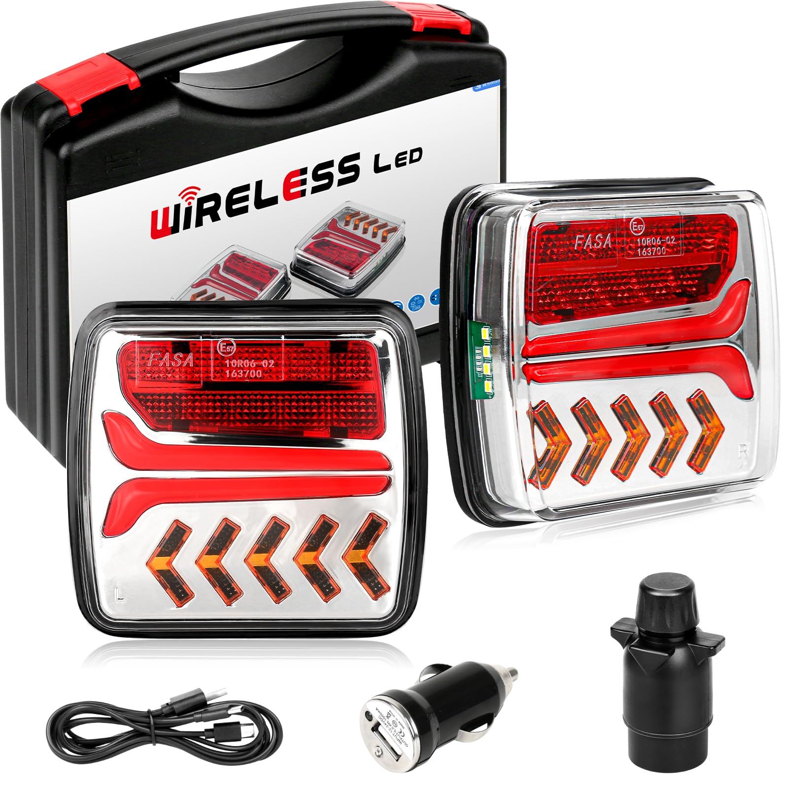 Warmfay Magnetische Kabellose LED Rückleuchten 12/24 V, Wiederaufladbare Anhänger Beleuchtung Set, ECE-EMV-Geprüft, Wasserdicht Funk Rücklichter für LKW Anhänger Traktor PKW