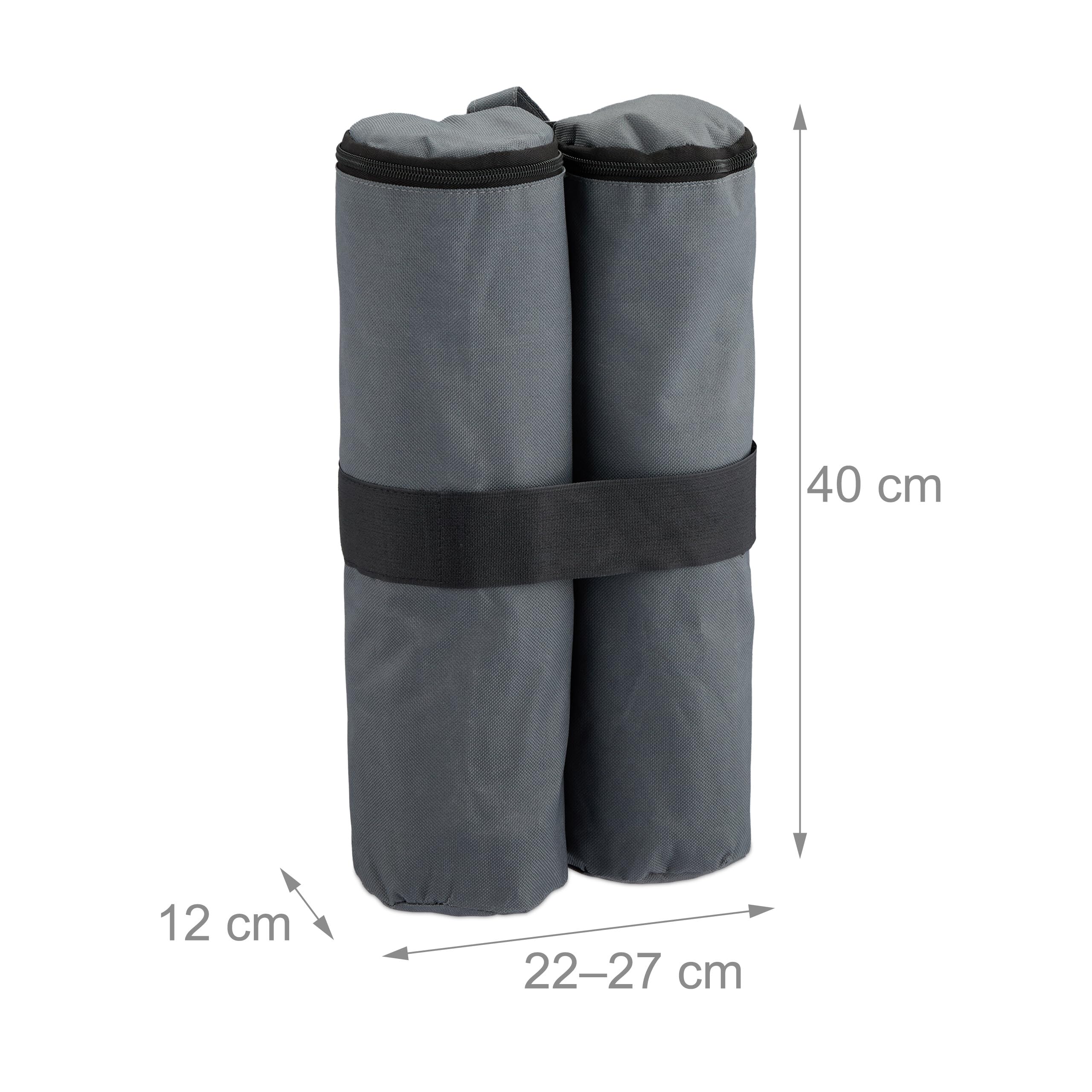 Relaxdays Peso per Gazebo, Set da 4, Sacchi in Tessuto Oxford da Riempire con Sabbia, Zavorre per Padiglione, Grigio