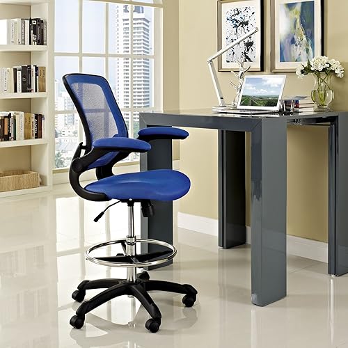 Vista 2 de Silla giratoria Modway Veer, Acero inoxidable, Azul