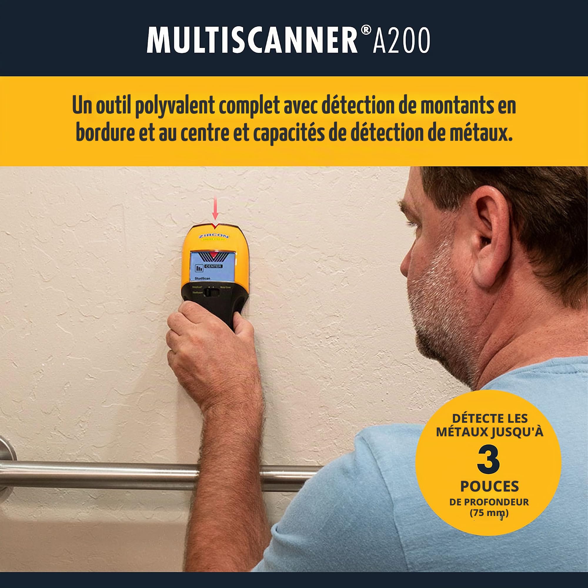 Zircon Multiscanner A200 Scanner Mural électronique/détecteur de métaux/détection de Fils AC avec pointeur SpotLite