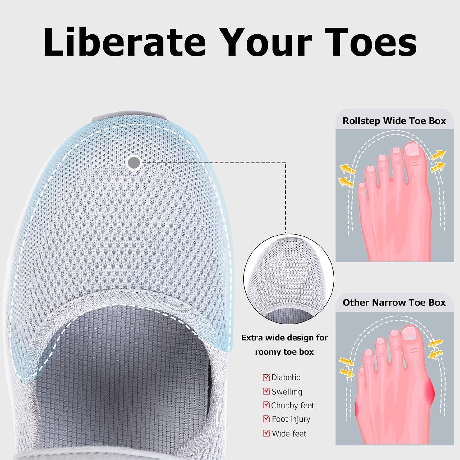 Git-up Women's Arch Support Walking Shoes, Breathable Wide Toe Box Nursing Work Shoes for Plantar Fasciitis, Comfortable Non Slip Orthopedic Sneakers for Flat feet - Image 5