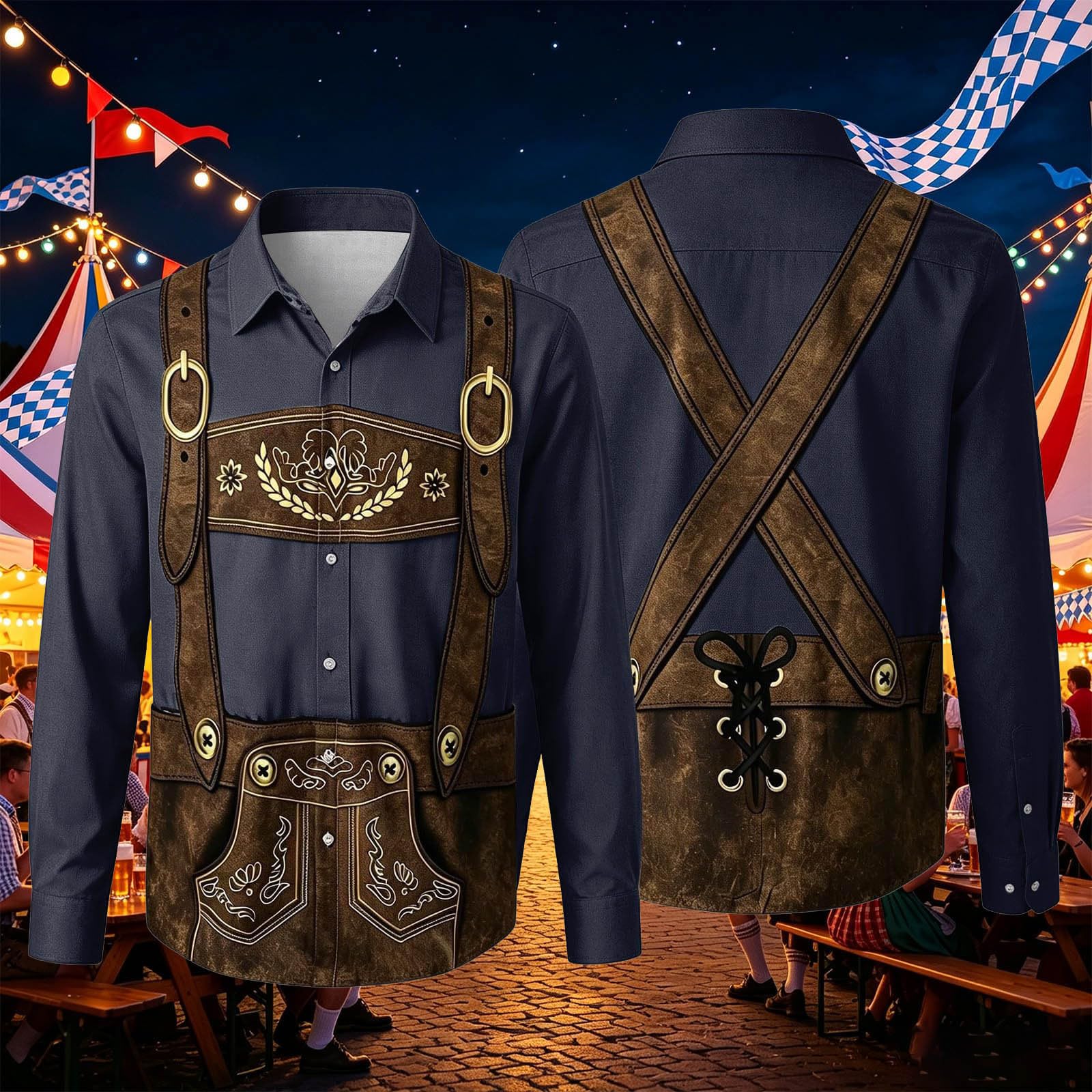 2026 Oktoberfest Hemd Jungen, Jungenhemd Druck Langarm Trachten Shirt Jungen Button Lässig Bequemes Wiesn Outfit Bequemes Alltagshemd Atmungsaktivem