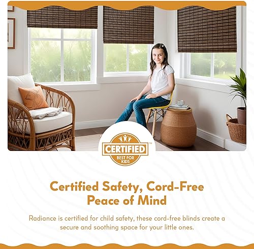 Miniatura 4 de Radiance Persiana romana de bambú de tejido plano Cocoa Havana, 23 pulgadas de ancho x 64 pulgadas de largo - 2215200E