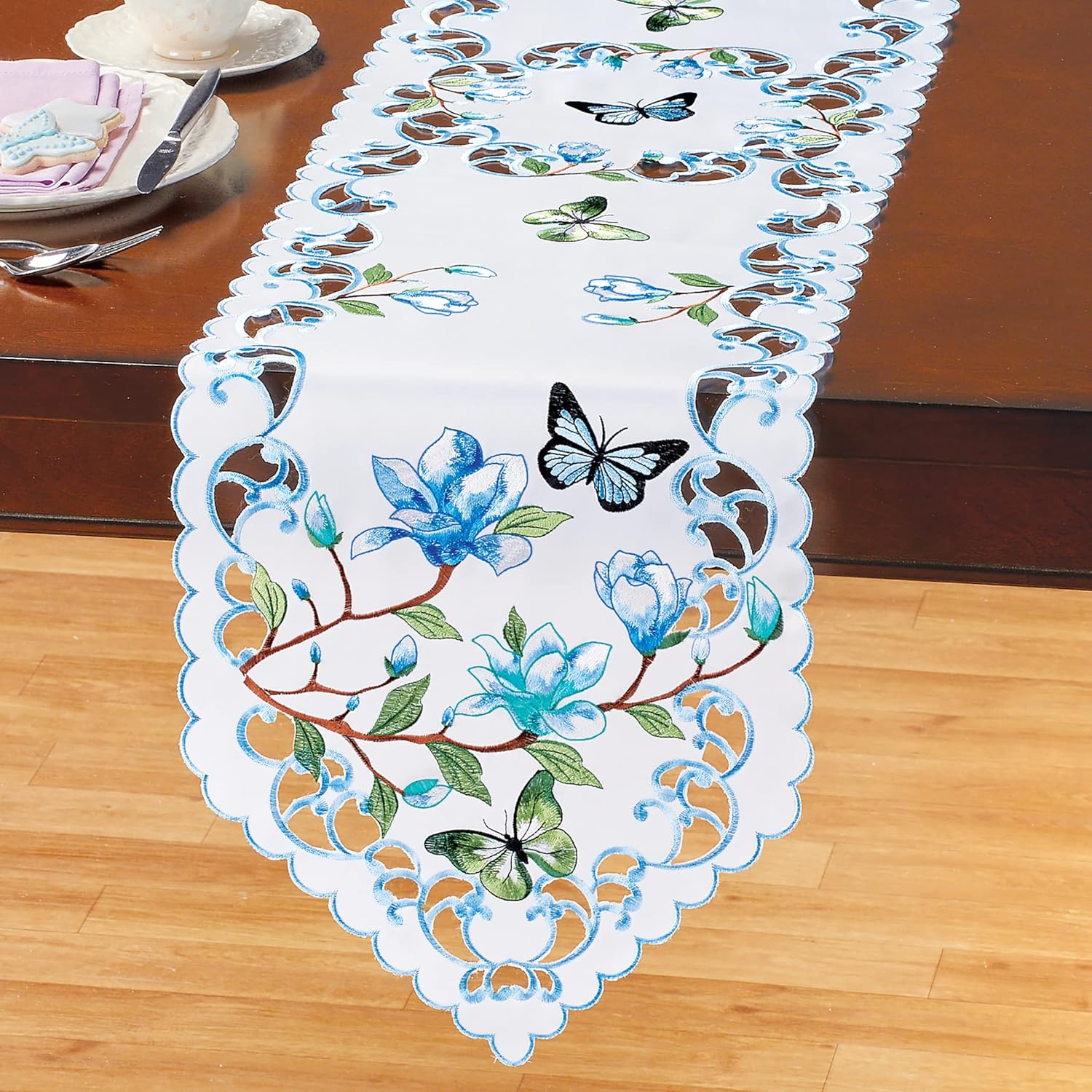 Buy Collections Etc Embroidered Floral Butterflies & Blossoms Scallop