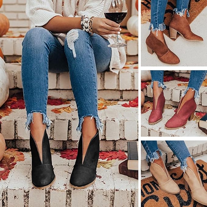 Booties Pointed Closure Leather Western