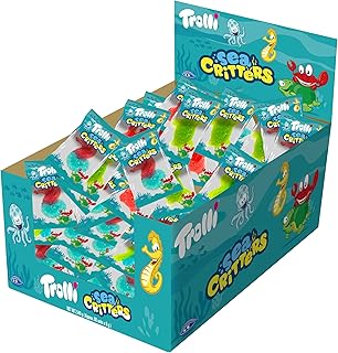 Trolli Sea Critters Gummy Lollies - 60 x 9g Individually Wrapped Mixed-Fruit Flavoured Candies | Fun Sea Animal Shapes, Pe...