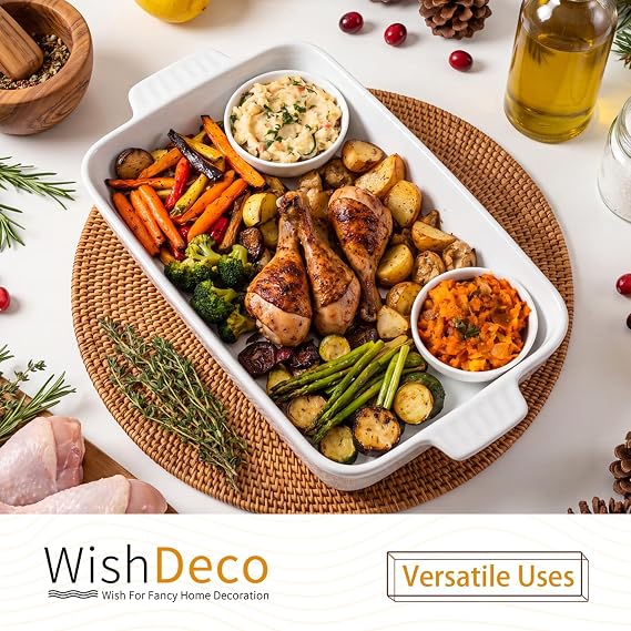 WishDeco Ceramic Casserole Dish, Baking Dishes for Oven 38cm