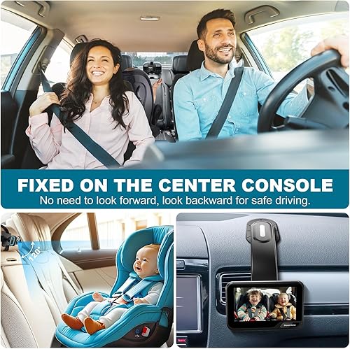 Miniatura 3 de Espejo de coche para bebé, pantalla de espejo con función de visión nocturna HD de 4.3 pulgadas, visión amplia, monitor de cámara de coche de bebé