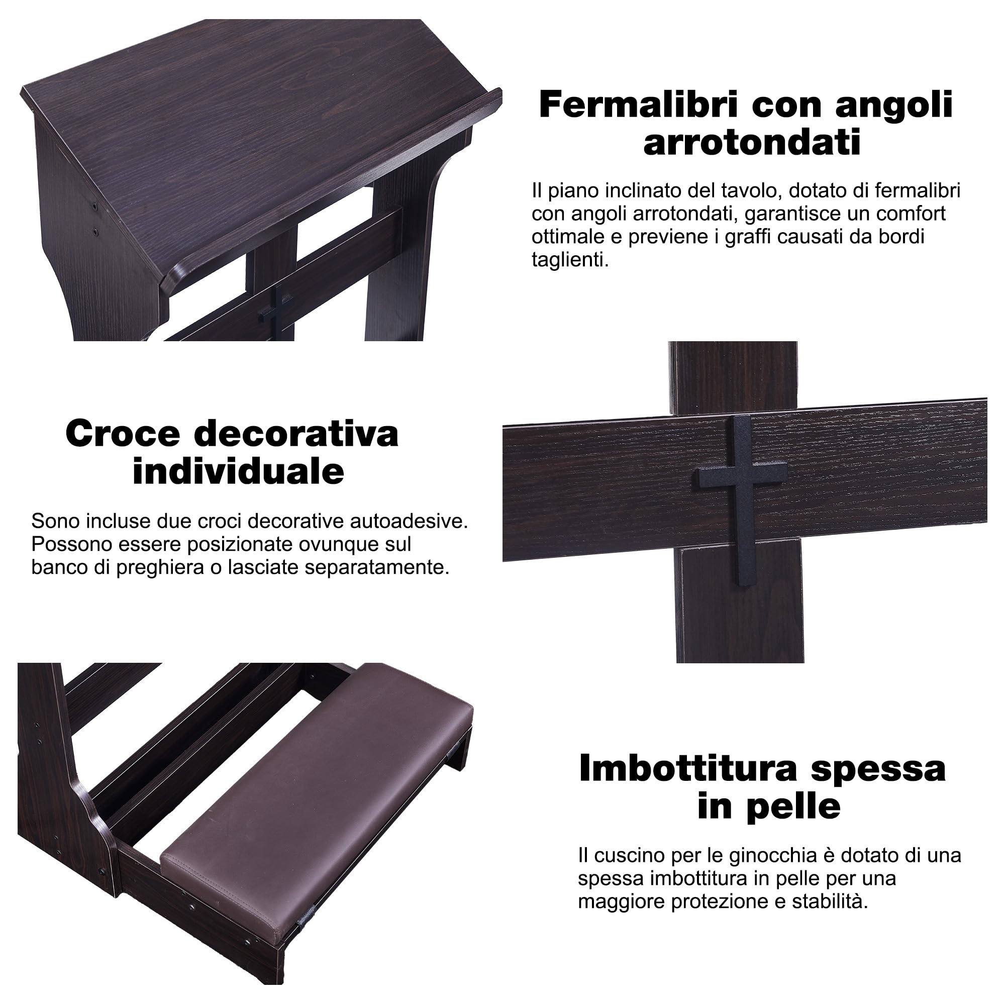 Panca per la preghiera con cuscino,inginocchiatoio in legno per la preghiera in casa, sedia pieghevole per la preghiera inginocchiata in chiesa - Regali religiosi per il culto e la meditazione