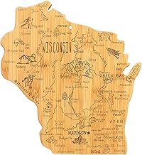 Totally Bamboo Destination Wisconsin State Shaped Serving and Cutting Board, Includes Hang Tie for Wall Display