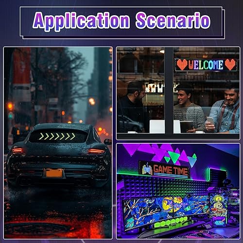 Miniatura 10 de Letrero LED de doble fila, panel de matriz LED flexible programable, control de aplicación Bluetooth, texto de bricolaje, patrones, animaciones (37