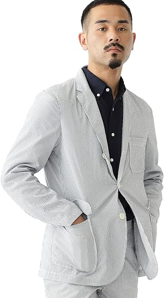 Amazon | [ビームスプラス] その他ブルゾン COOLMAX(R) シアサッカー 3ボタン ジャケット メンズ | コート・ジャケット 通販