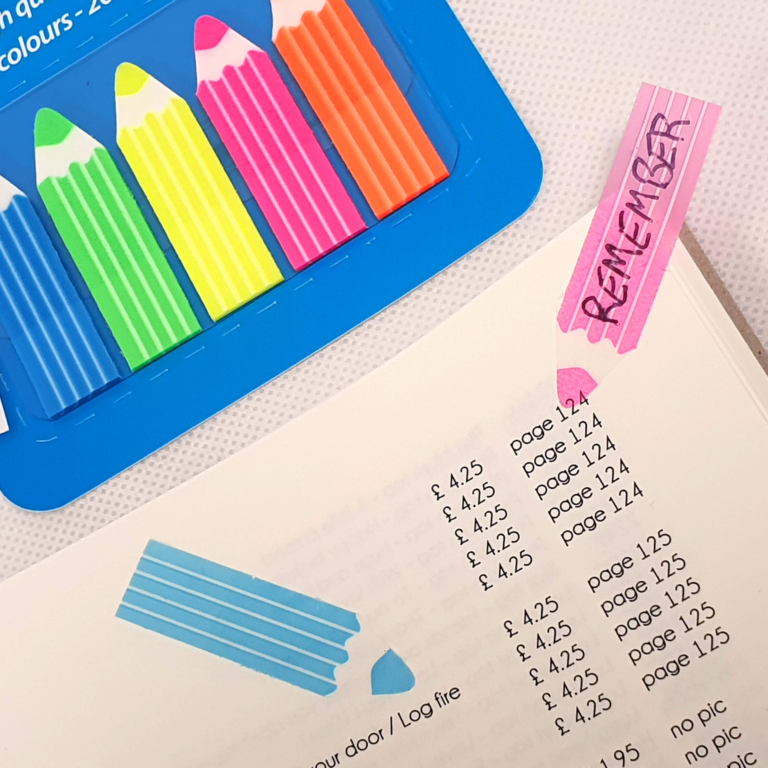 Neon Sticky Index Tabs/Arrow/Pencil/Book Marker Strips Memo Note (Pencil Tabs x 100)