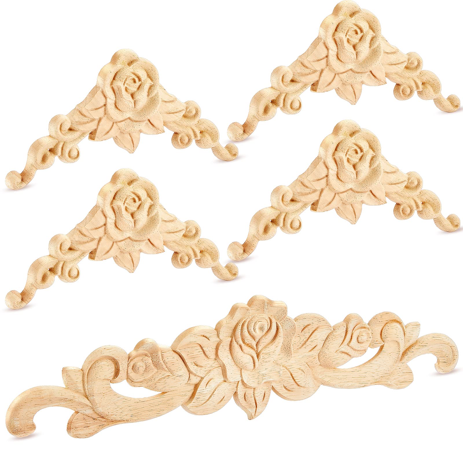 Applique en bois décorative meuble Yalikop lot de 5 pour décoration mur et porte de placard