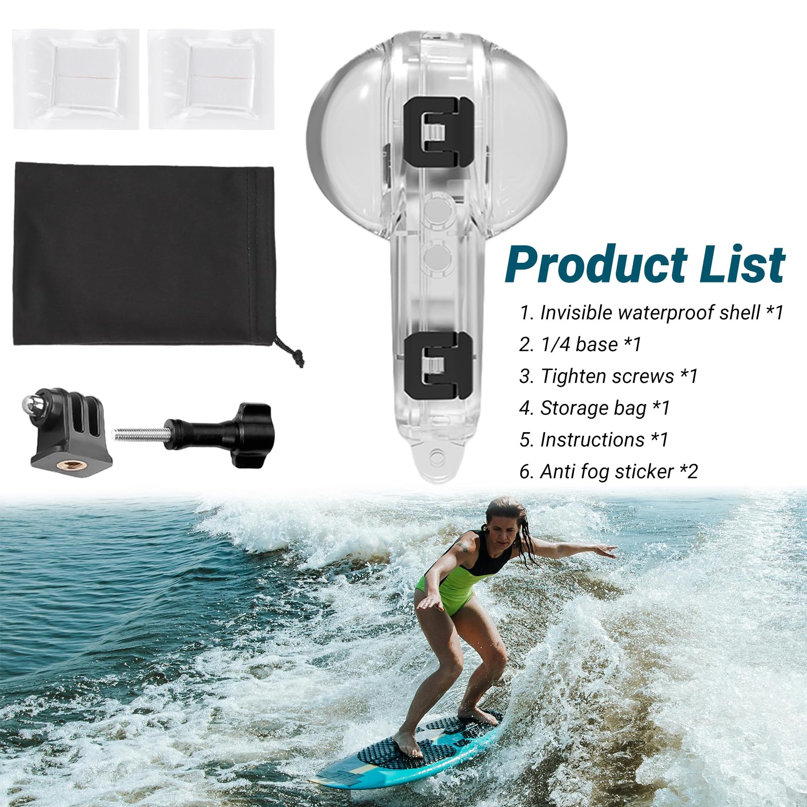 Insta 360 X4 Air - Funda de buceo invisible, carcasa de prevención de salpicaduras impermeable hasta 50 m (164 pies) para buceo submarino Insta360 X4 Air con accesorios de soporte