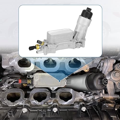 Miniatura 5 de 5184294AE Carcasa de aluminio para filtro de aceite de motor con juntas de aluminio mejorado Compatible con enfriador de aceite de motor V6 de 3.6L