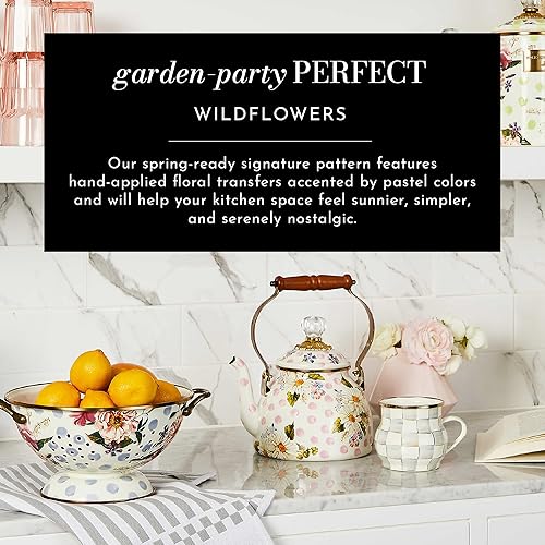 Miniatura 3 de MACKENZIE-CHILDS Colador de esmalte de flores silvestres azules, colador de cocina decorativo grande, utensilios de cocina esmaltados lindos