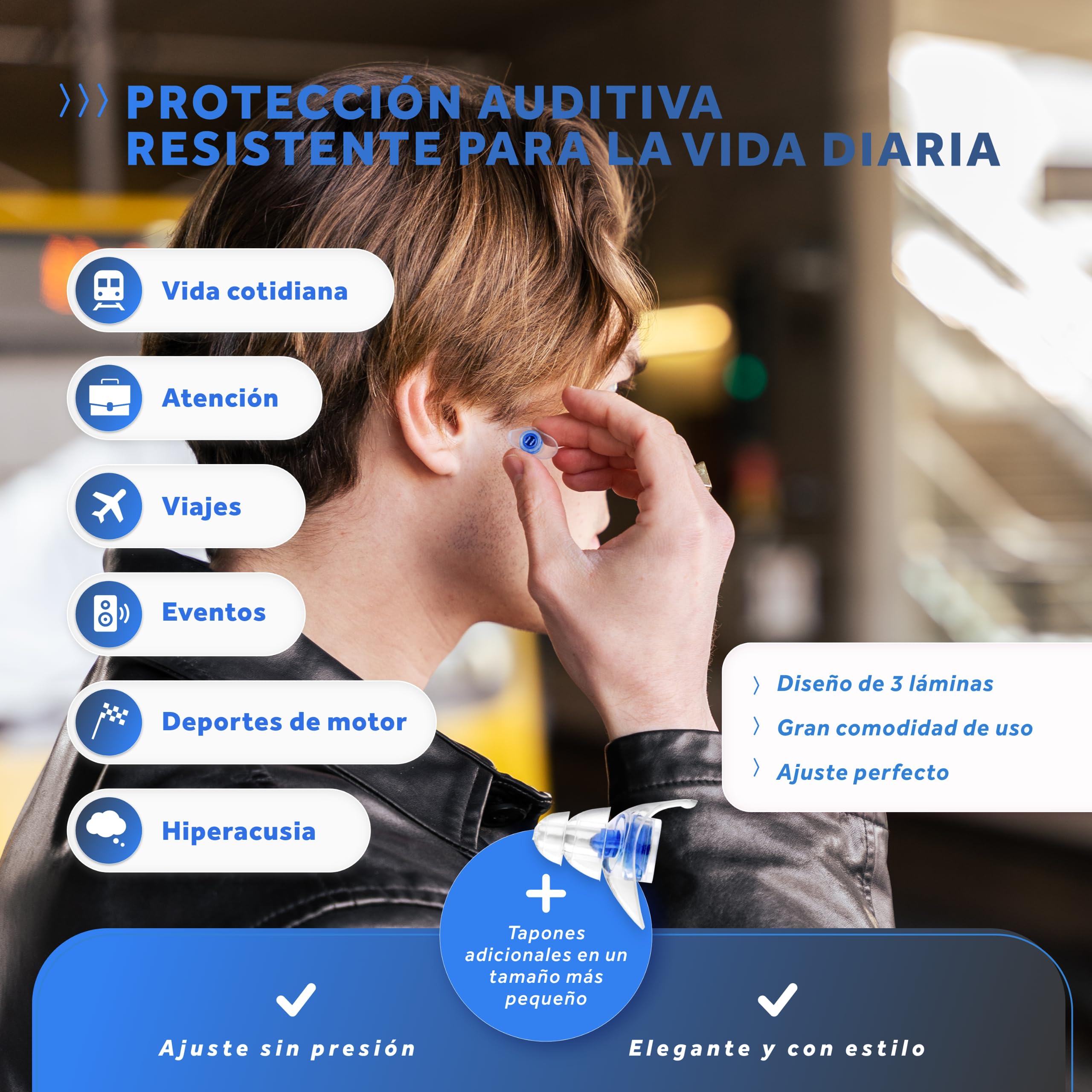 Schallwerk ® Strong+ Tapones oidos con protección Extra Fuerte – amortigua el Ruido y Mantiene la Calidad del Sonido – Ideal para la música, los Festivales, el Trabajo, el Estudio