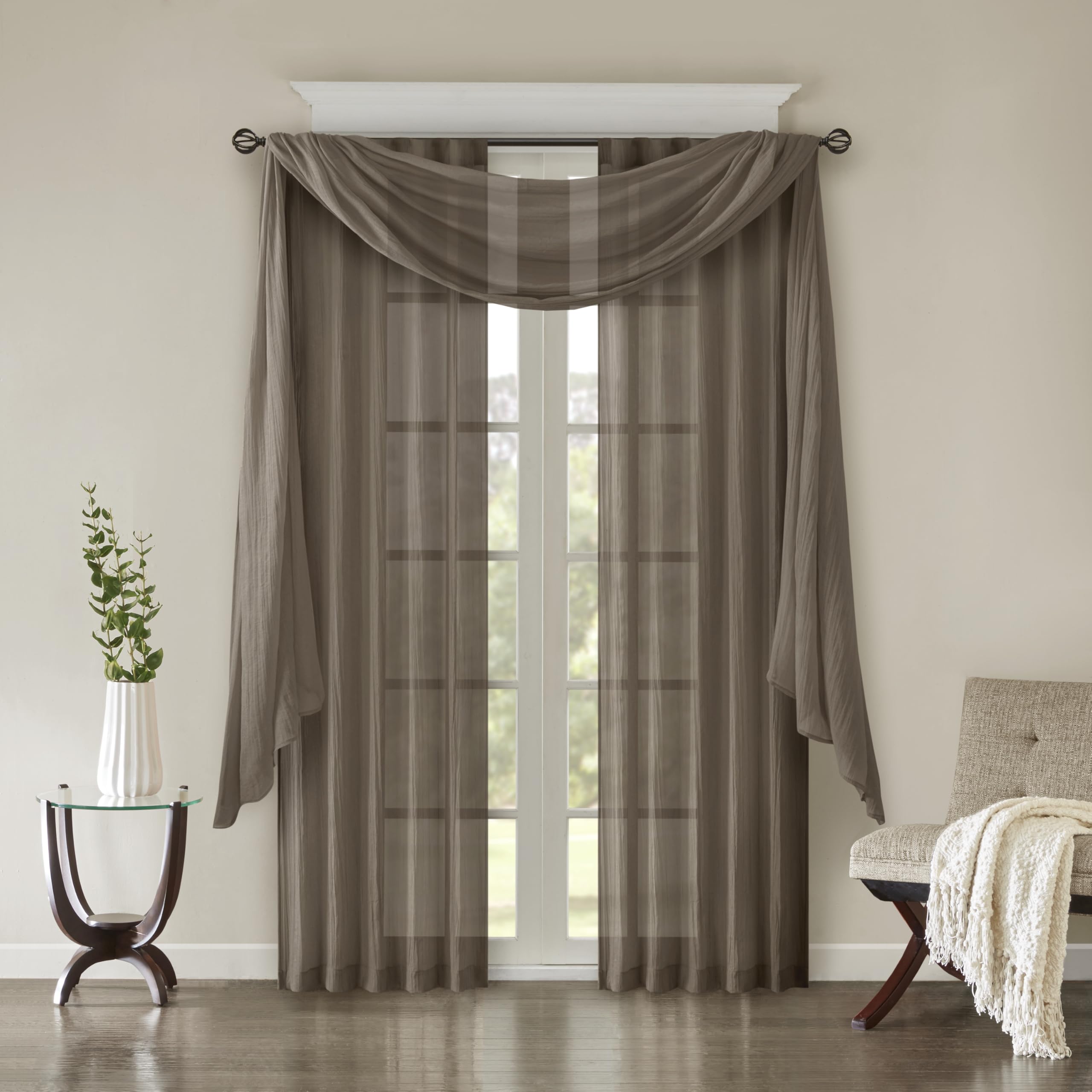 Madison Park Window Curtain Panels, Polyester, Taupe, 144" x 42", W 42" x L 144" (1 Panels) - Image 4