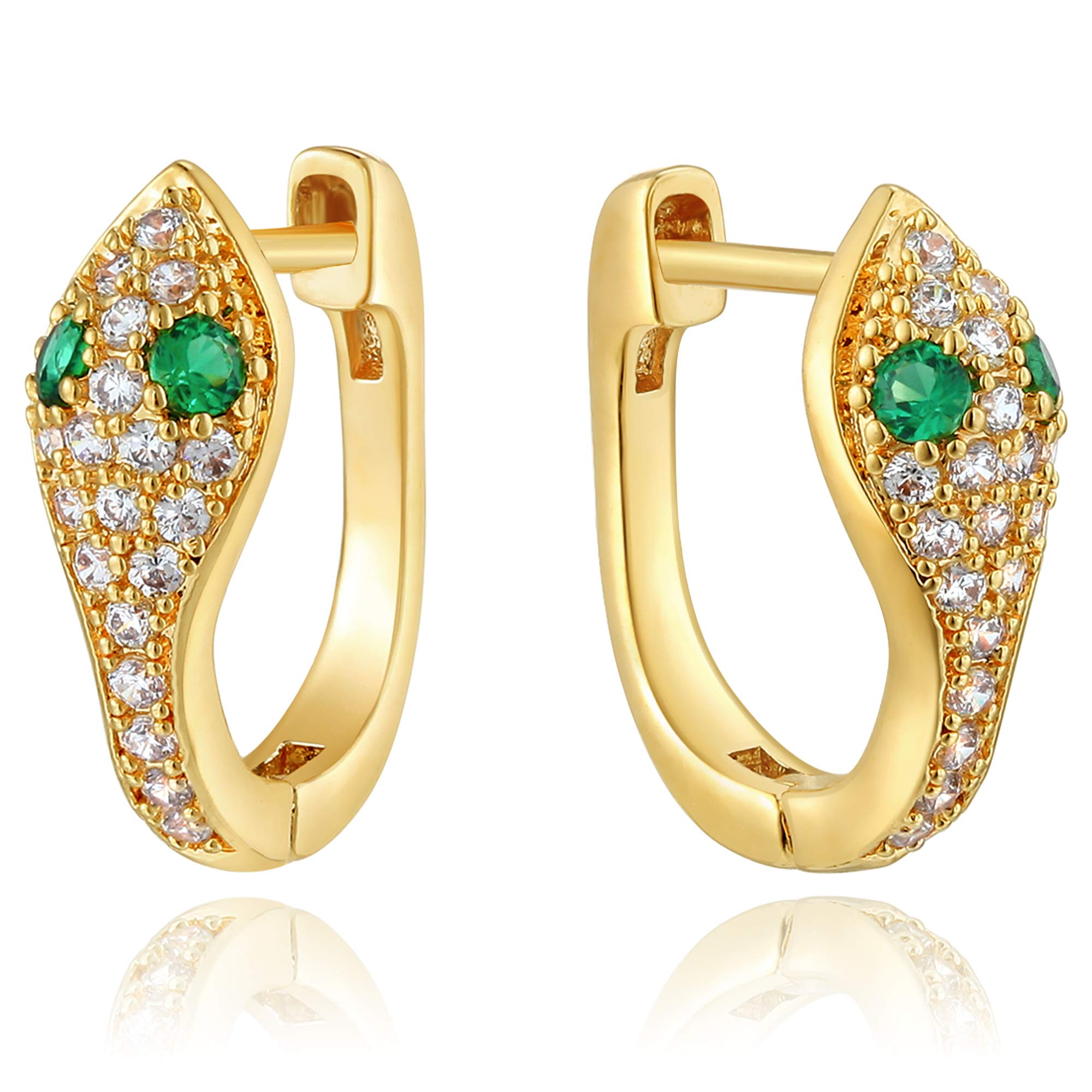 Dremmy StudiosDainty CZ Huggie Hoop Earrings 18K Gold Filled Chunky Simple Cute Thick Round Frill Bead Ball Starburst Cuff Earrings Cubic Zirconia Hoop Earrings Minimalist Personalized Gift for Her