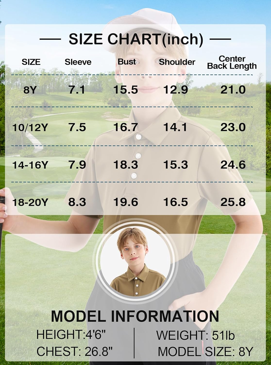 Polo Shirts for Boys Golf Polo Shirt Short Sleeve Boys Performance Polo Dry Fit Stretch Collared UPF50+ Kids Golf Shirts - Image 8