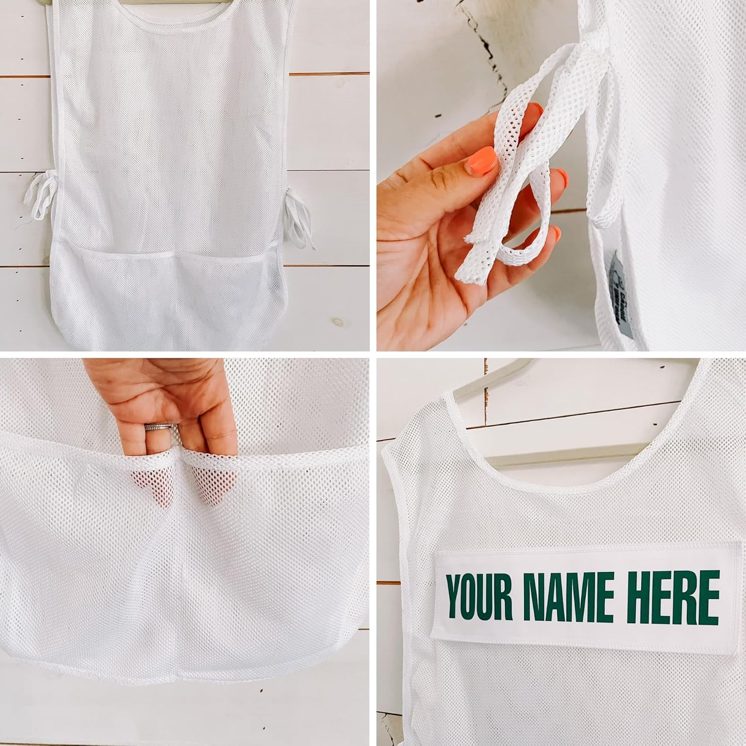 Caddie Bibs Uniform for Adults (White) – Customized Golf Caddy Bib w/Name Badge - Perfect Personalized Bib for Sports Events