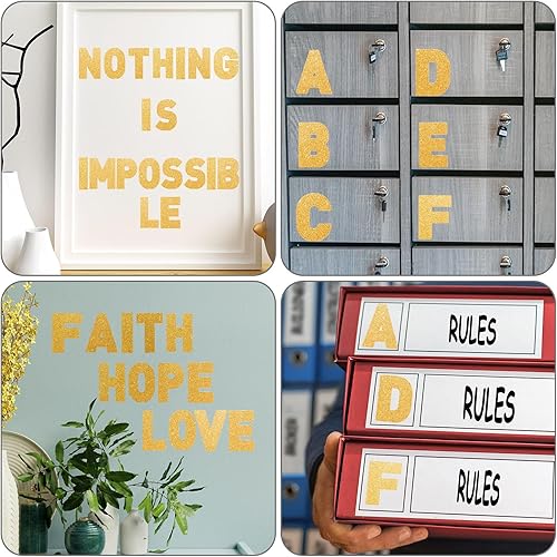 Miniatura 6 de Harloon 232 piezas de 24 hojas de calcomanías de letras grandes con purpurina, letras del alfabeto con letra grande, kit de letras autoadhesivas de