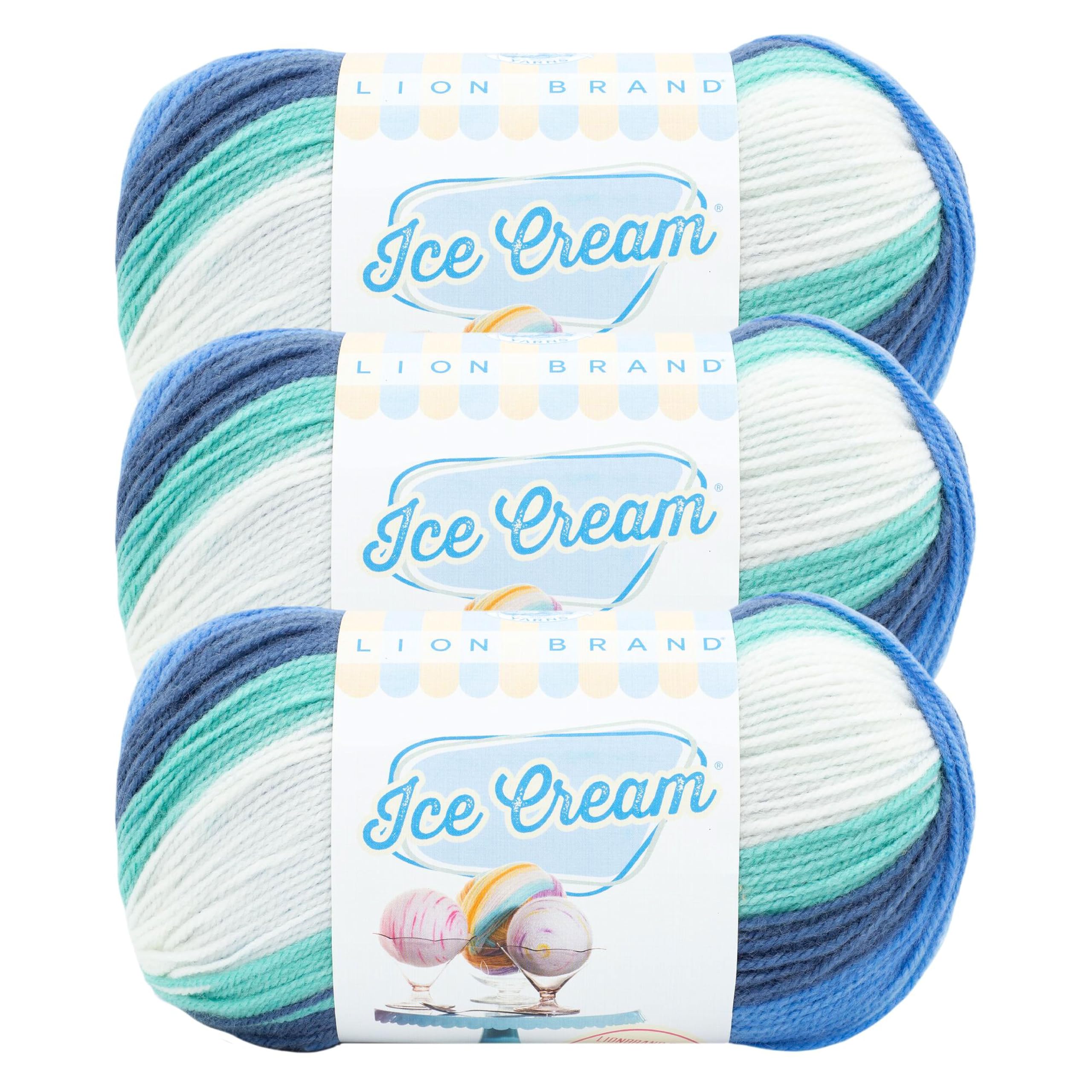 Lion Brand Yarn, Ice Cream Baby Yarn for Knitting, Crochet, and Crafts, Baseball Nut, 3 Pack, DK Weight Colorful Acrylic Fiber for Baby Blankets, Hats, and Sweaters — image 1