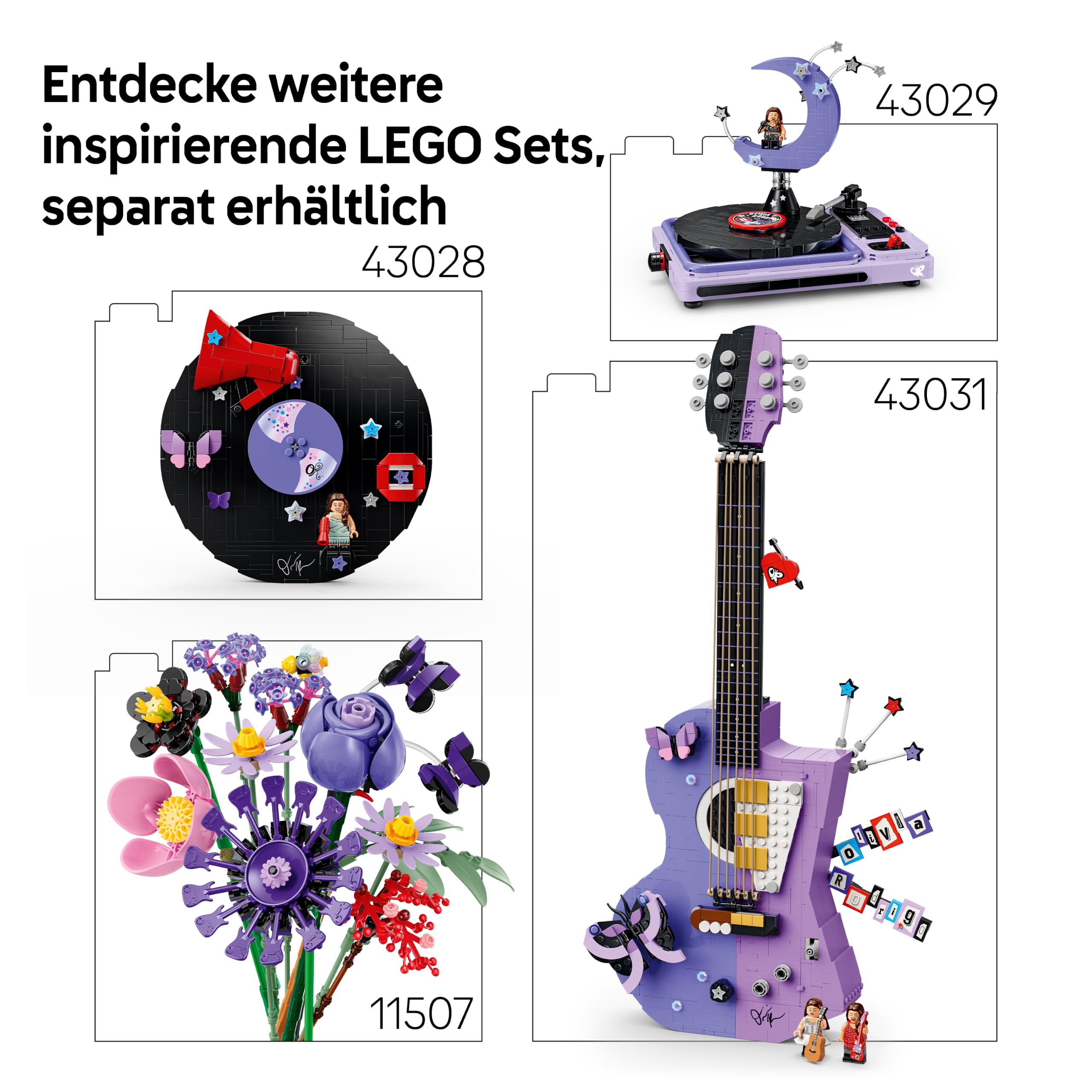 LEGO Editions Olivia Rodrigos Geheimer Koffer - Spielzeug mit Koffer, Mikrofon, Schallplatte, Megafon, Fernseher & Minifigur - Zimmer Deko - Musik Geschenk für Mädchen und Jungen ab 10 Jahren - 43030