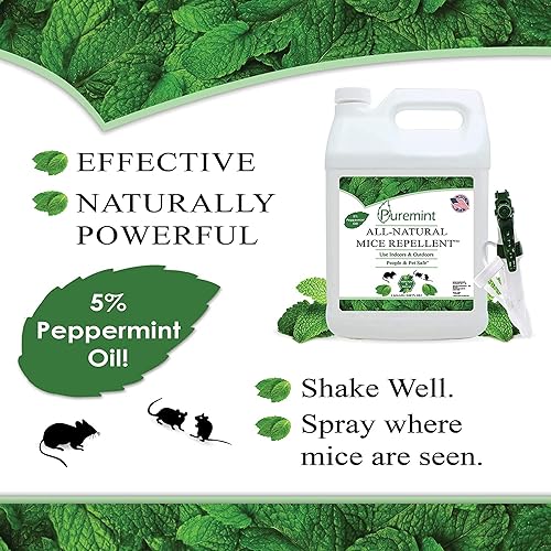 Miniatura 2 de Puremint Repelente de ratones, espray de aceite de menta natural al 5% para ratones, ratones, ratas y roedores, espray de control de plagas para el
