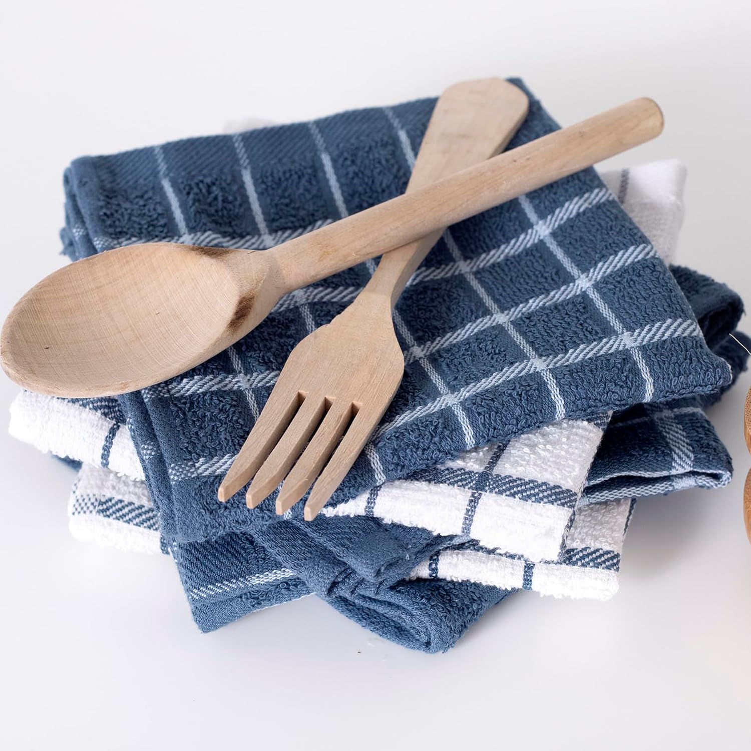 Ritz Premium 100% Cotton Terry Check Kitchen Dish Cloths - Highly Absorbent, Super Soft, Long-Lasting, 12"x12", 6-Pack, Federal Blue - Image 5