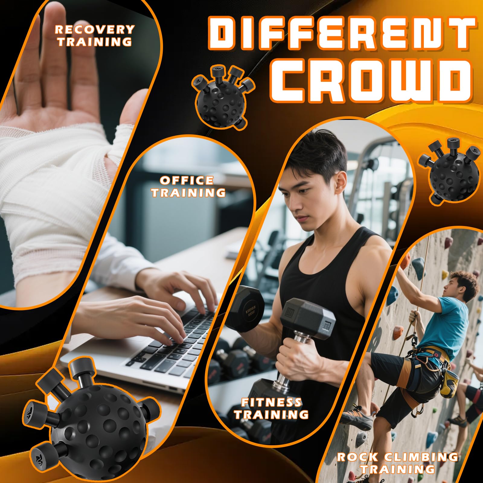 Rafforzatore Delle Dita, Allenamento Mano e Dita, Pallina per Rinforzare Avambraccio, Allenamento Avambraccio, Finger Grip Strengthener Per e allenamento sportivo
