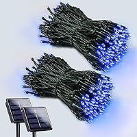 Vista 17 de Paquete de 6 tiras de luces solares de 600 LED para exteriores, luces solares de Navidad con 8 modos de iluminación, luces solares impermeables