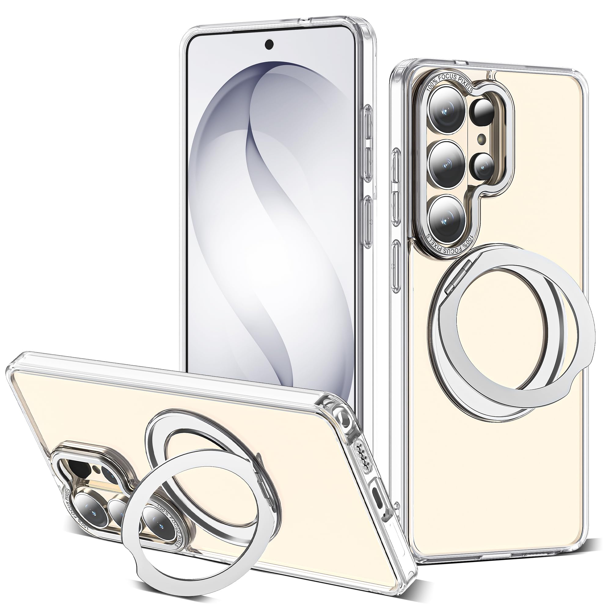 for Samsung Galaxy S26 Ultra Case with 360° Spin Stand,Clear