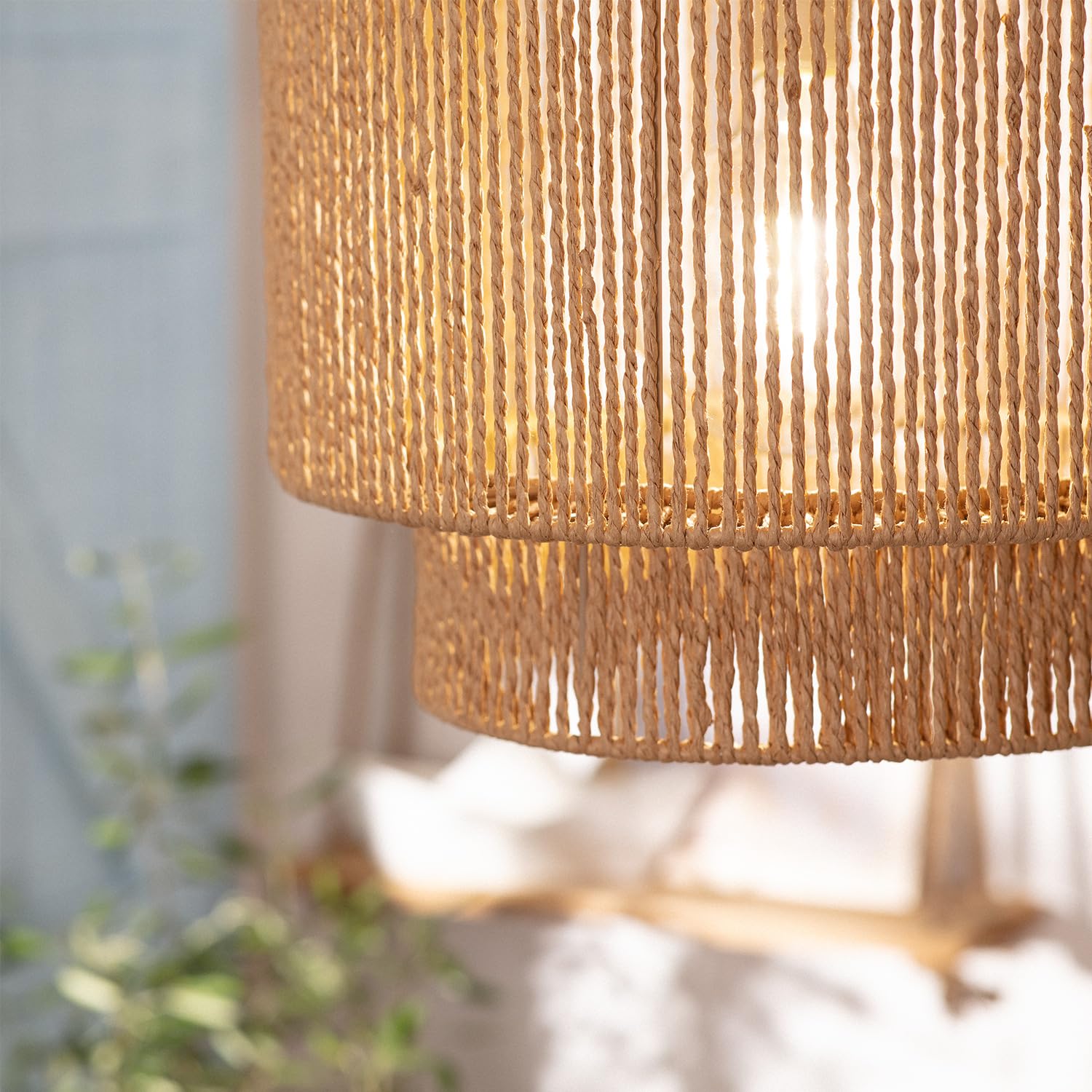 LEDKIA Pendelleuchte Geflochtenes Papier Neka Natürlich | Natürliches und elegantes Design | Leuchtmittel E27 kompatibel | Kabel verstellbar | ideal für den Innenbereich
