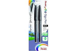 Pentel Arts Sign Pen in Black, 2-Pack (S520BP2A)