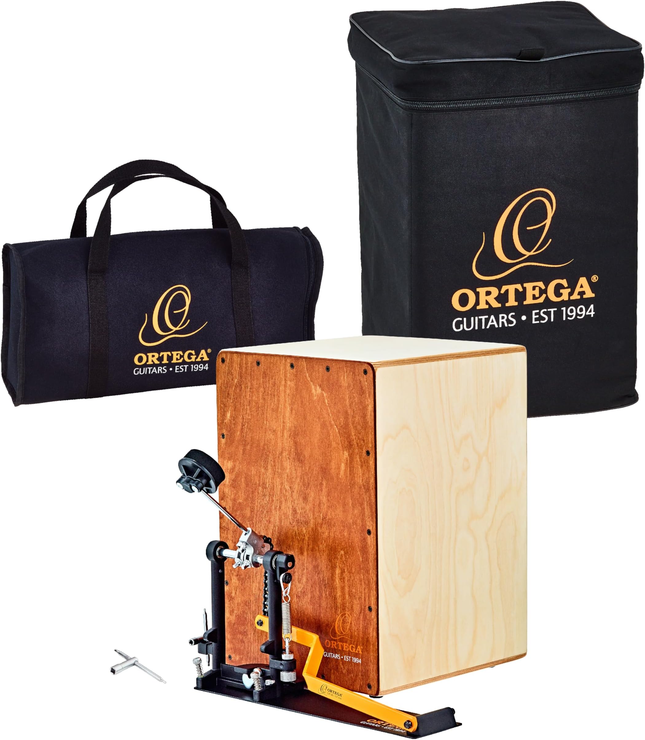 Percussion Series Bundle - Cajon and Left-Foot Pedal - Stomp Box Set - Includes Gig Bag and Drum Key (OSTBCJ-L-BU)