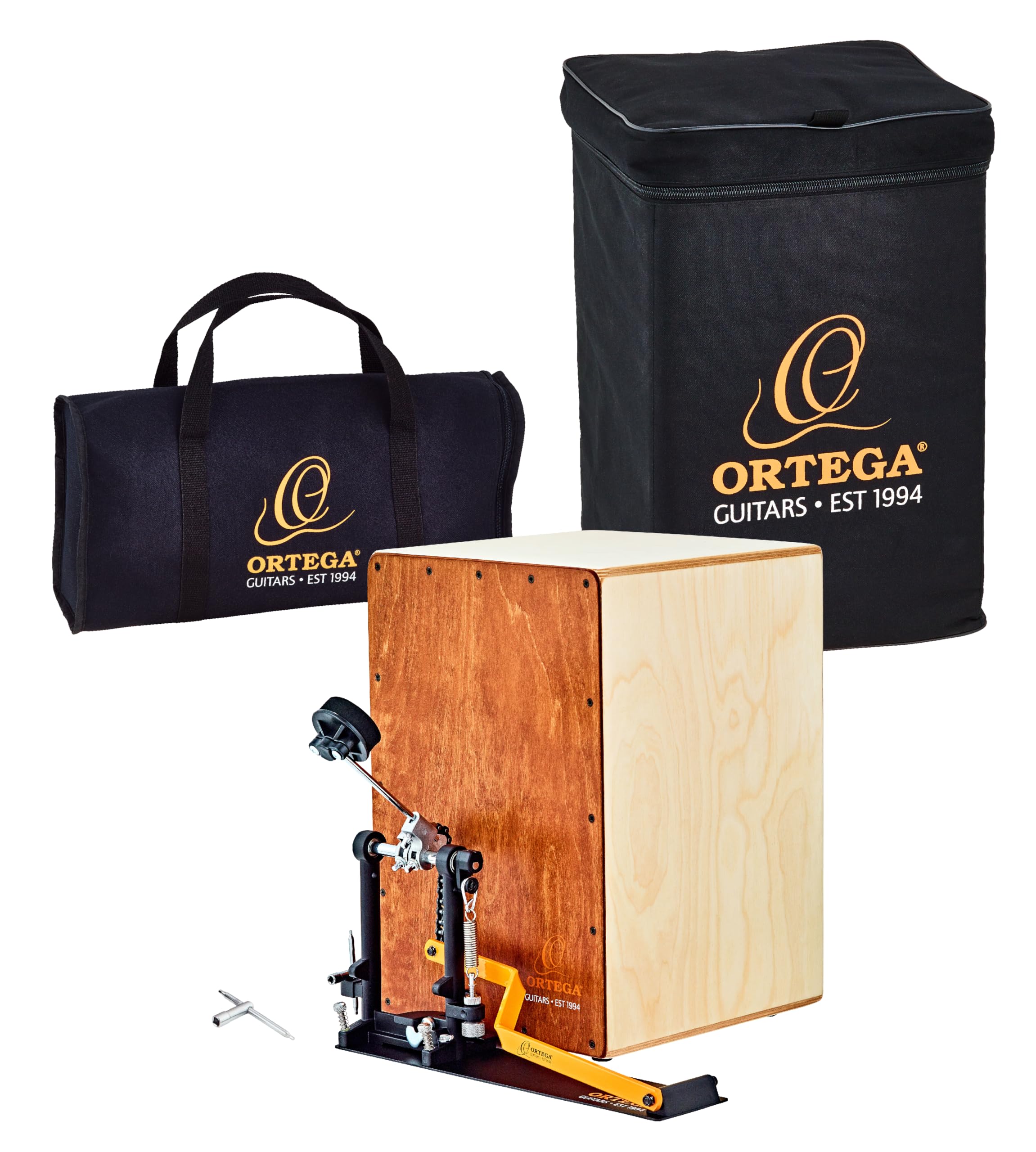 Percussion Series Bundle - Cajon and Left-Foot Pedal - Stomp Box Set - Includes Gig Bag and Drum Key (OSTBCJ-L-BU)