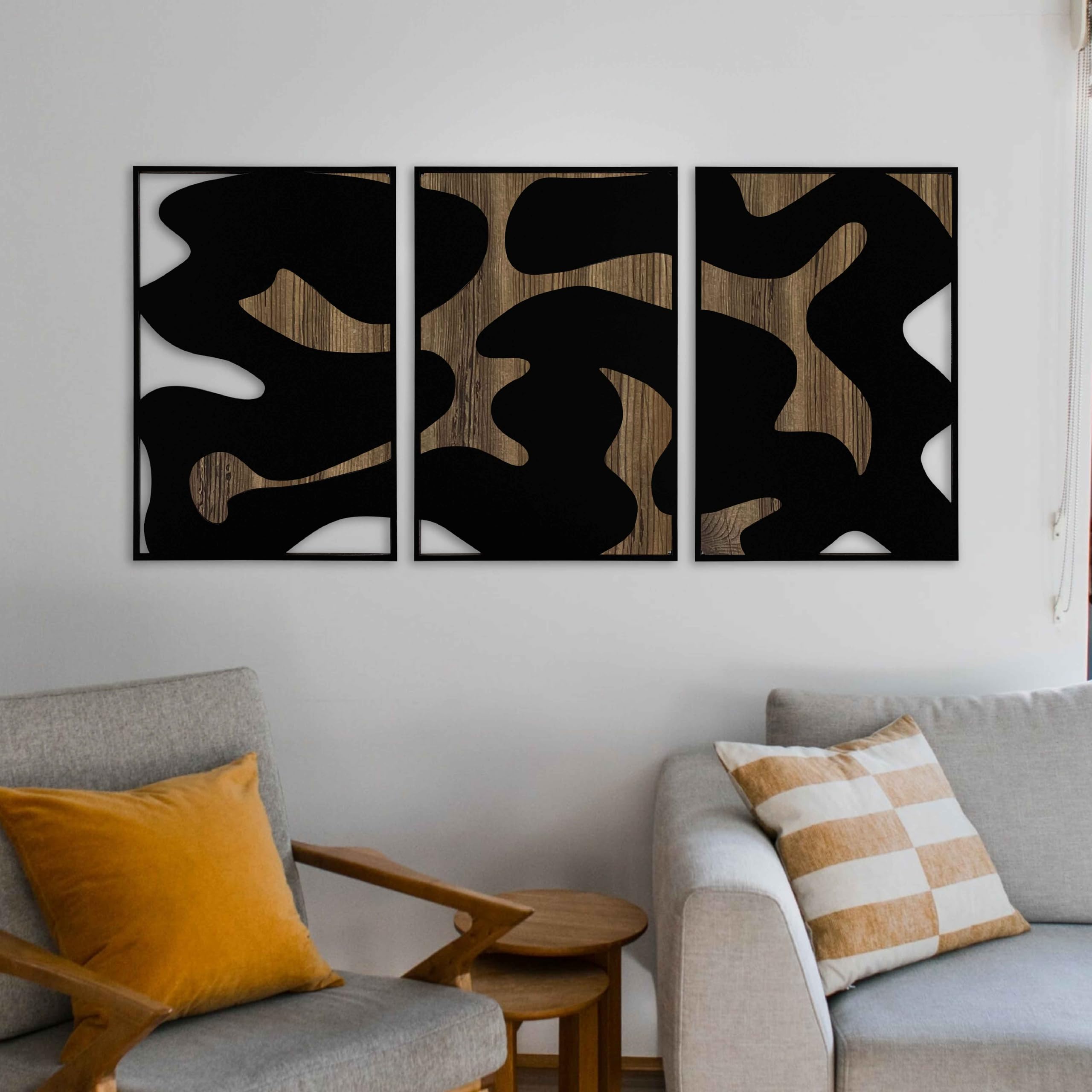 Einzigartige Wanddekoration mit moderner Holzwandkunst, abstrakte Holzwandpaneele mit neutraler und erdfarbener Textur, Boho-Heimdekoration, Geschenk für Wohnzimmer und Schlafzimmer