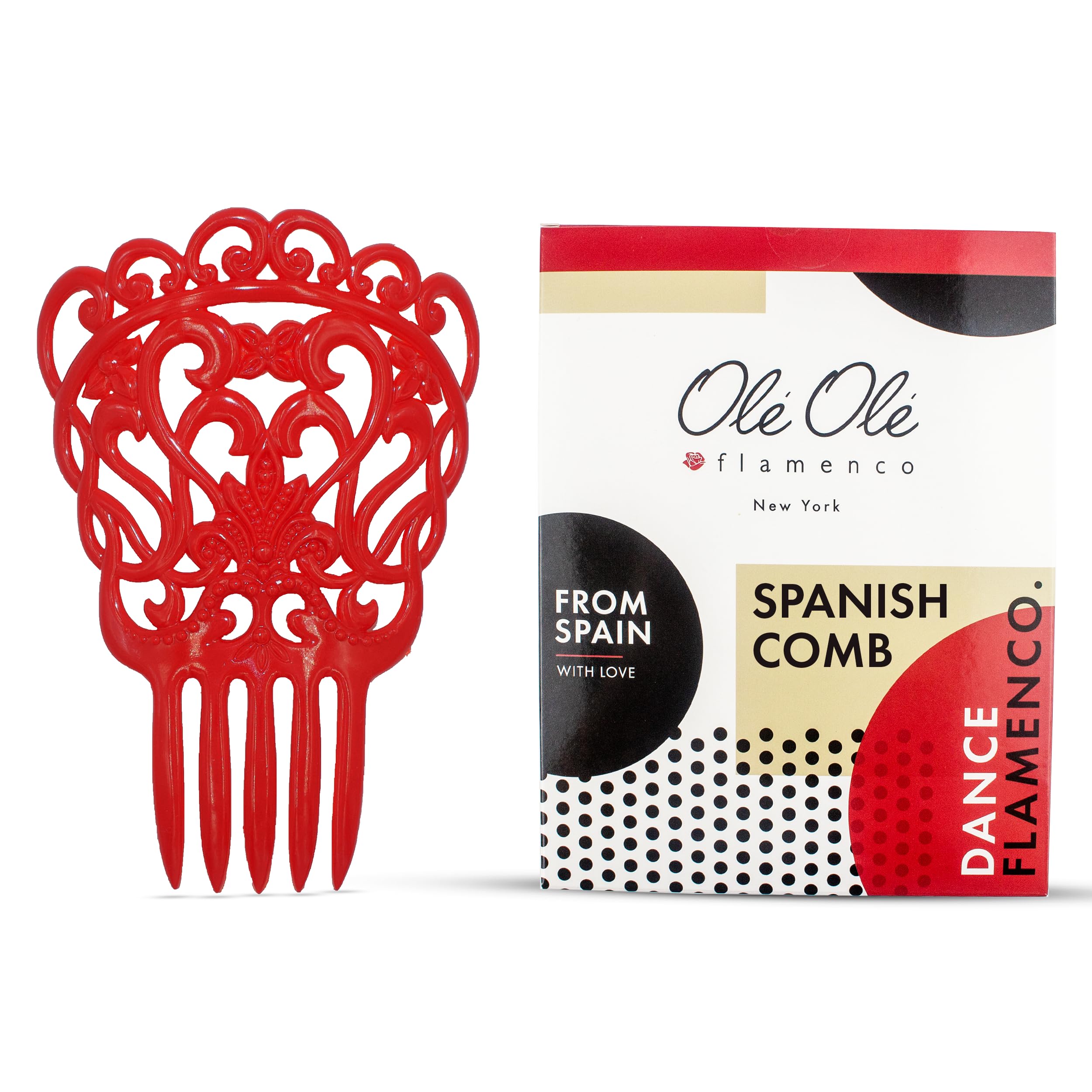 Spanish Hair Comb for Dancers – Ornamental Flamenco Comb with High Crest – Traditional Peineta Española for Spanish Dance – Durable Red Comb Model II – Spanish Hair Pins by Ole Ole Flamenco