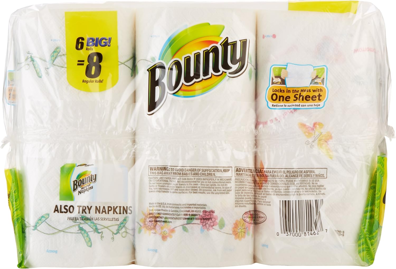 Bounty Big Roll Paper Towels, Prints, 6 Count