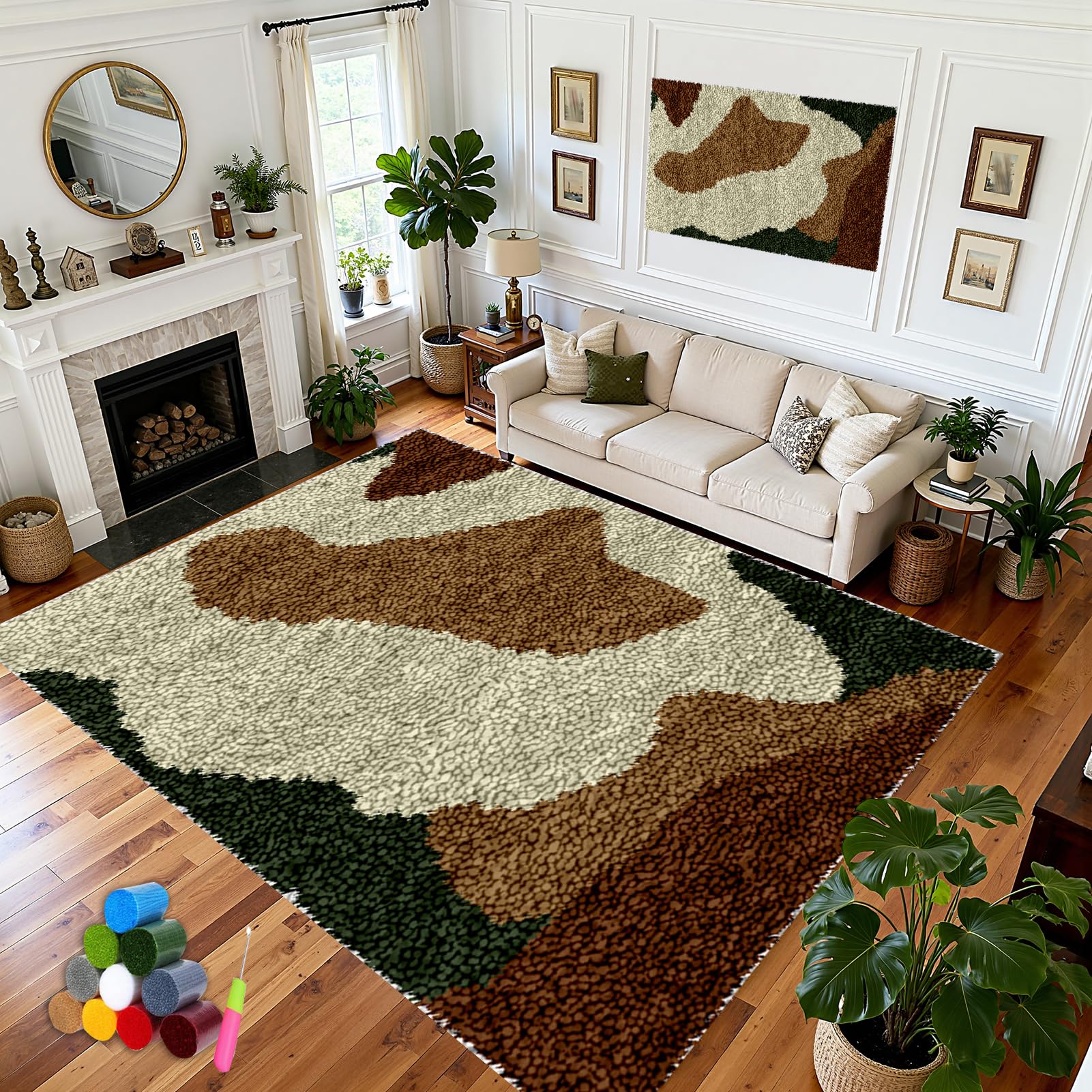 55 x 75 cm Zestaw dywaników szydełkowych Blokada Dywan Tworzenie dywanów Wiązany ścieg Haczyk Poduszka DIY Haczyk Szydełko dla dorosłych Zestawy do ręcznego szydełkowania Maty