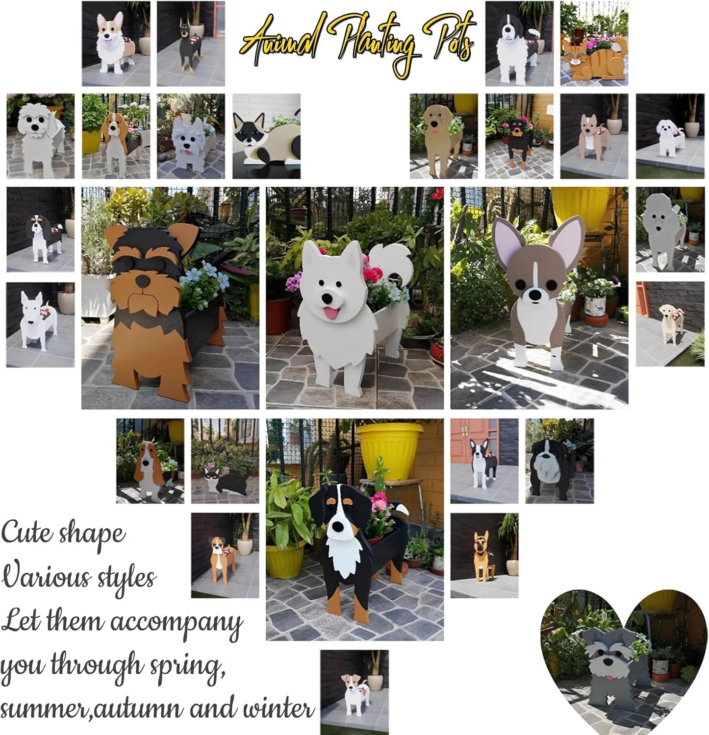 Dog Planters,Animal Succulent Planter Pots,Garden Dog Shaped Planter Plant Pot for Women,Office,Indoor/Outdoor Decor(Samoyed)